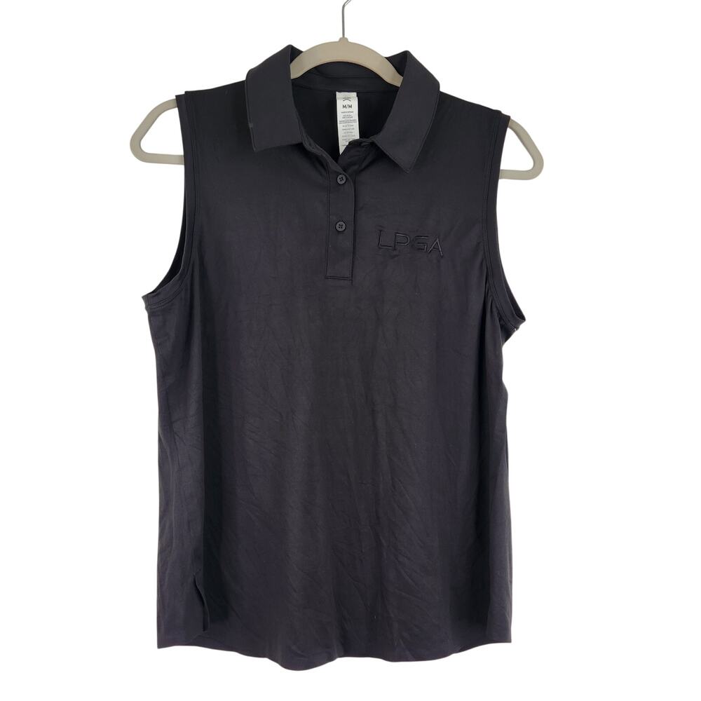 Rhone Black Sleeveles Polo LPGA CourseToCourt Women's Medium NWT